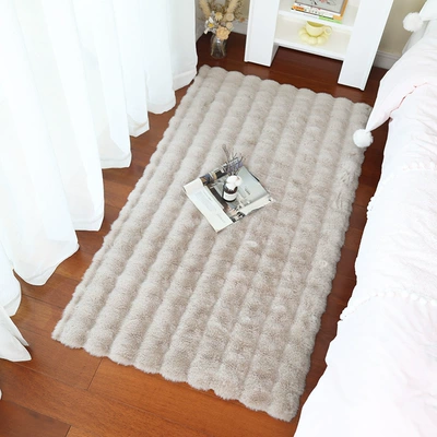 Room Coffee Table Mat, Thickened Full-Cover – Car Carpet - milk-tea-color-bubble-velvetencrypted-silicone-bottom-40120cm