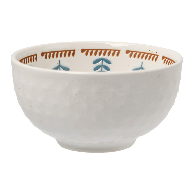 Japonés retro en relieve tazón de cerámica pequeña sopa de cártamo tazón de gran capacidad cubiertos domésticos tazón de gran tamaño tazón de frutas tazón
