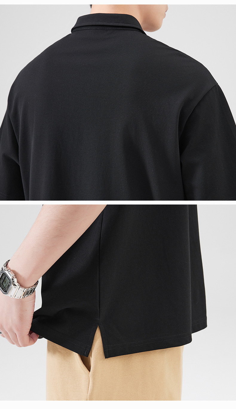 Summer lapel polo shirt men, short casual loose fitting business solid color half sleeved trendy and versatile leading_voghion.com