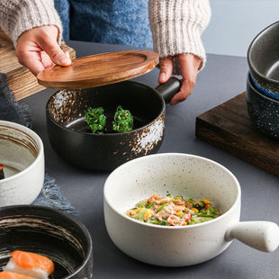 Обработка миски с японской посудой домашняя керамическая выпечка сыра рис запеченная тарелка мгновенная лапша одно микроволновая печь