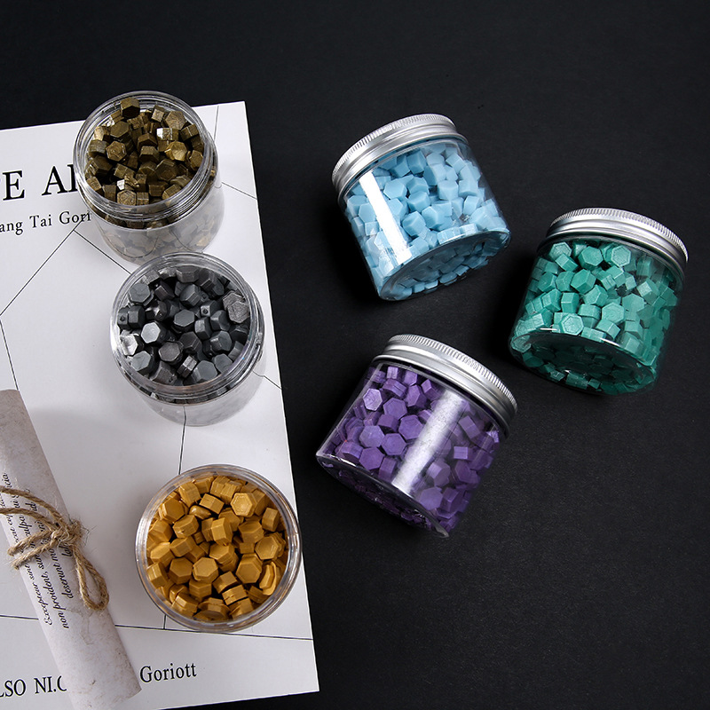 Macaron en caja de 50 colores, cera de pintura de fuego de color mixto, cera de botella granular mate, 60g, peso neto, aproximadamente 38g, sobre, cera sellada