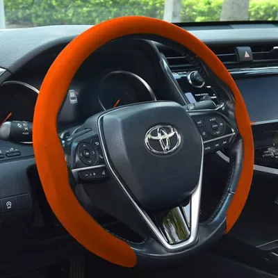 car steering wheel cover, breathable, Steering wheel cover - 5d-suede-fabric-orange-38cm