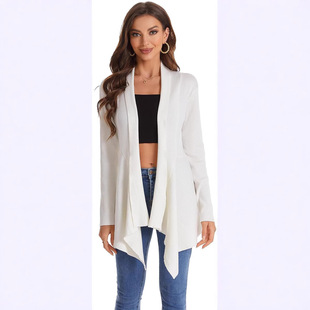 European and American Cross-Border Foreign Trade Women's Cardigan Jacket All-Season Women's Long-Sleeved Solid Color Loose Cardigan Top Jacket Women's Clothing