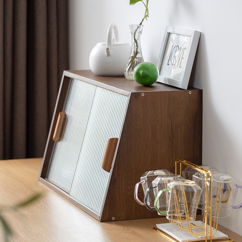 Cocina encimera armario hogar plato de almacenamiento rack pequeño Push-Pull aparador gabinete de estilo japonés pequeño apartamento gabinete de té