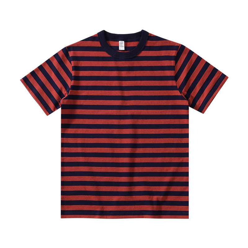 290g Heavy Weight Washed Cotton Color Strip T-Shirt
