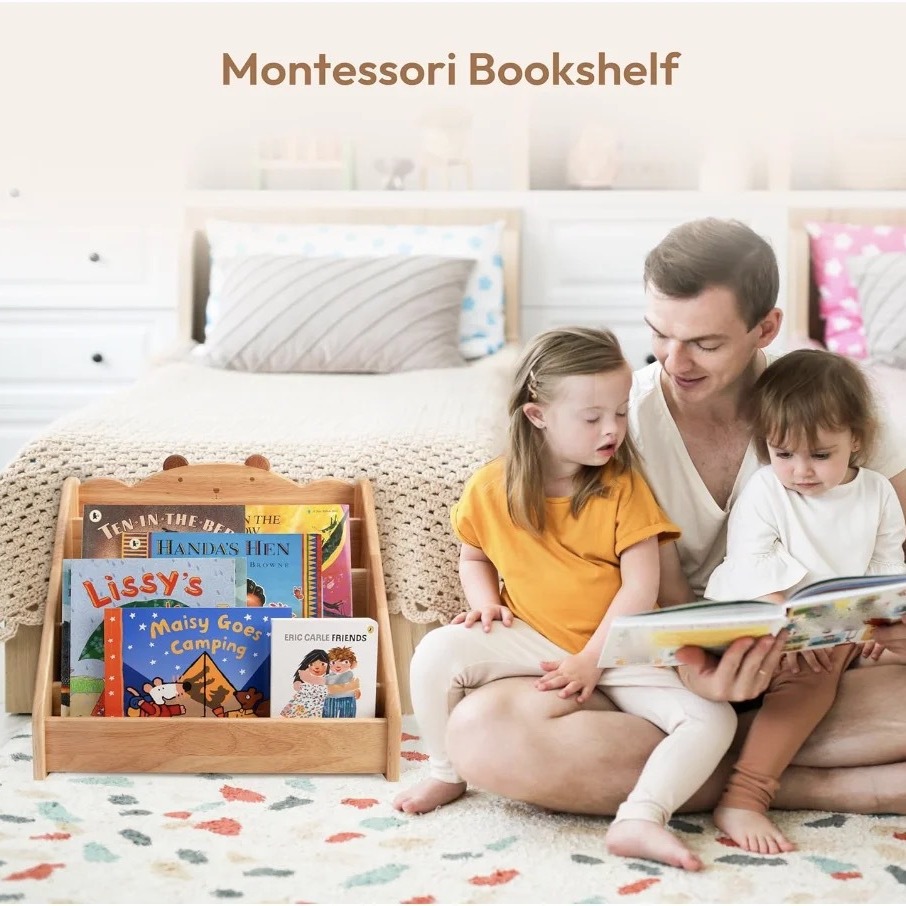 Estante de almacenamiento de libros de madera para niños, escritorio, libro de cuentos multicapa, estante de acabado de pintura, estantería de madera escalonada