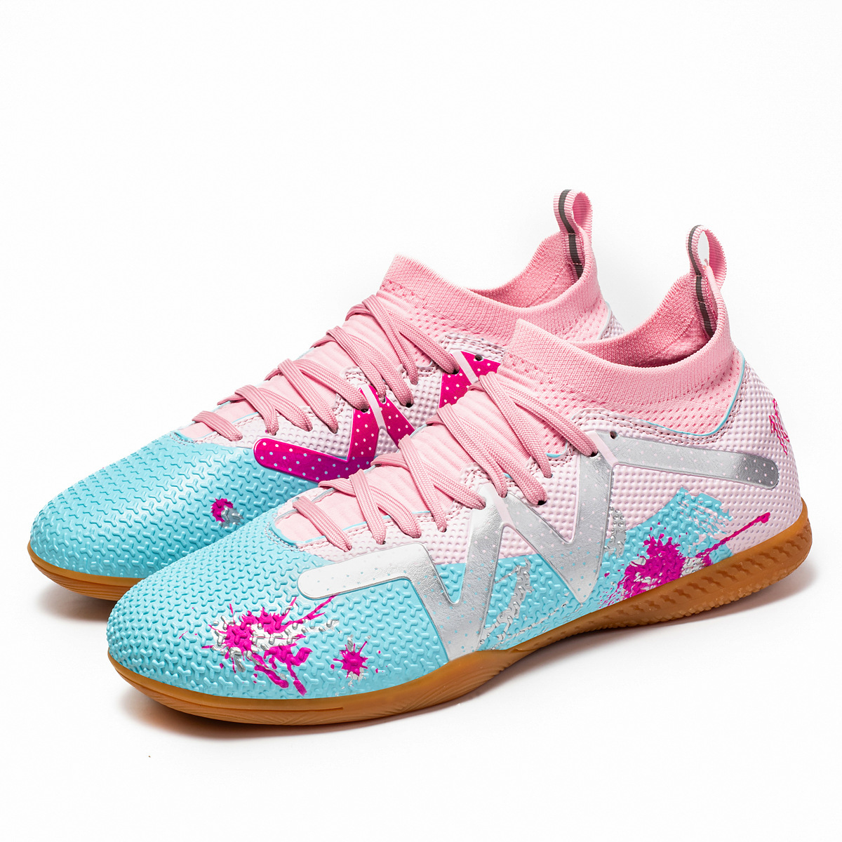 2025 nuevos zapatos de fútbol para hombres y mujeres, estudiantes jóvenes, césped plano, nueva fábrica antideslizante interior transfronteriza