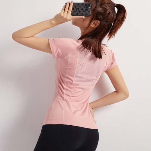 Yoga Wear Short Sleeve T-Shirt Slimming Body Shaping Sports Top Quick Dry Running Casual Fitness Wear for Outdoor 