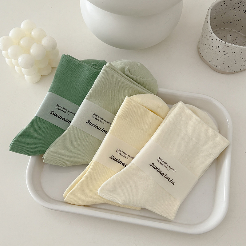 Suxinaimin Confinement Socks Douyin Same Style White Pile Socks Spring and Summer Ins Trend Japanese Style Loose Mouth Mid-Tube Socks