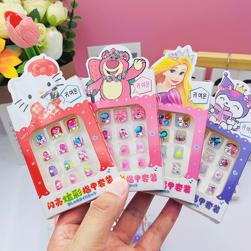 Customized 3D Wearable Nails for Children, Cute and Fun Removable Nail Stickers for Girls, Sweet and Adorable Nail Pieces