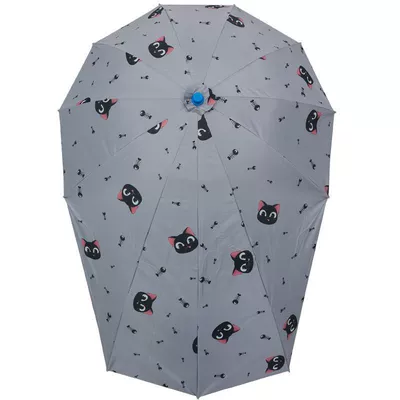 electric scooter, motorcycle, tricycle, bicycle, Elektromobil üçün ön şüşə çətiri (günlük) - cartoon-cat-gray-long-umbrella-single-umbrella-without-stand