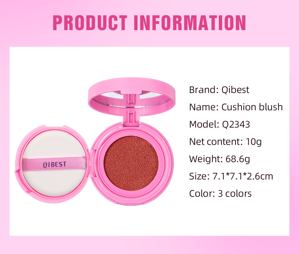 QIBEST Cushion Blush matte naturally brightens rosy complexion, nude blush liquid contouring facial makeup undefined
