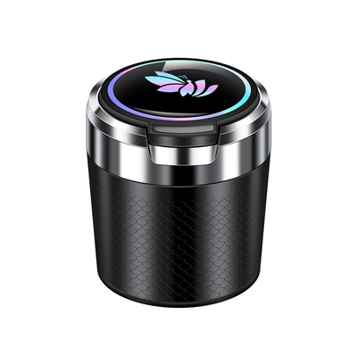 Car Ashtray with Anti-Ash Fly Feature, High Aesthetic Value, Ceramic Inner Liner, Flip-Top with Light, Small Size with Lid (Car ashtray) - butterfly-logo-ashtray-short-style