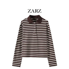 ZARZ 自制 欧美风 新款女装 洋气复古海军风全棉条纹长袖针织衫