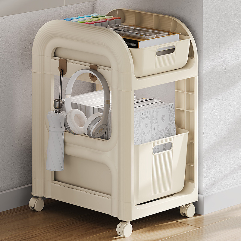 carro pequeño móvil con rueda debajo de la mesa estante de almacenamiento de papelería dormitorio estante de almacenamiento de libros estante de clasificación de artículos de oficina