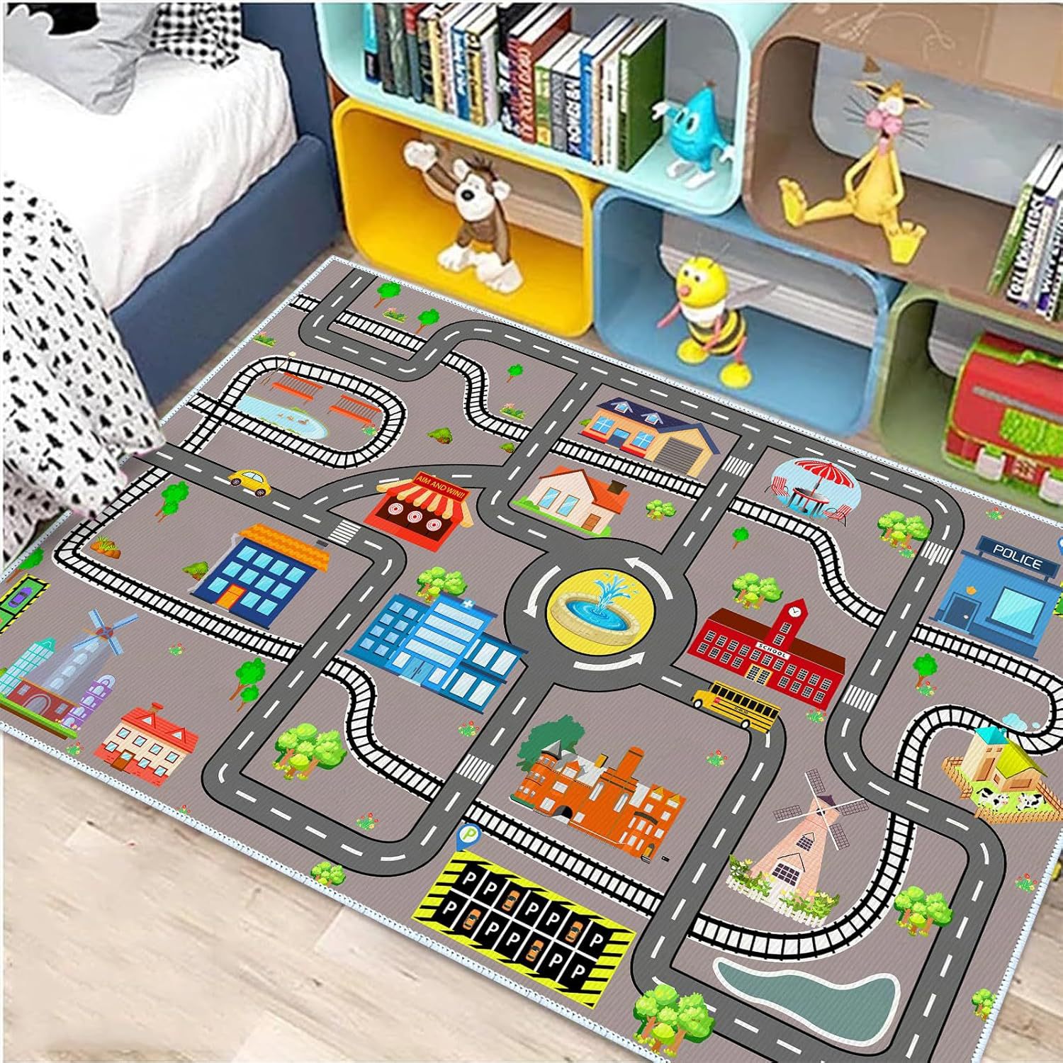 Transfronterizo Amazon Puzzle Niños Pista de dibujos animados Casa americana Sala de estar Dormitorio Manta de cabecera Manta antideslizante para balcón