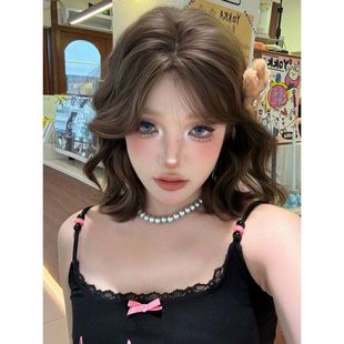 [Puff Roll] Wig for Women, Full Headband, Short Curly Hair, Bob Head, Simulated Age-Reducing Wool Curls, Full Wig