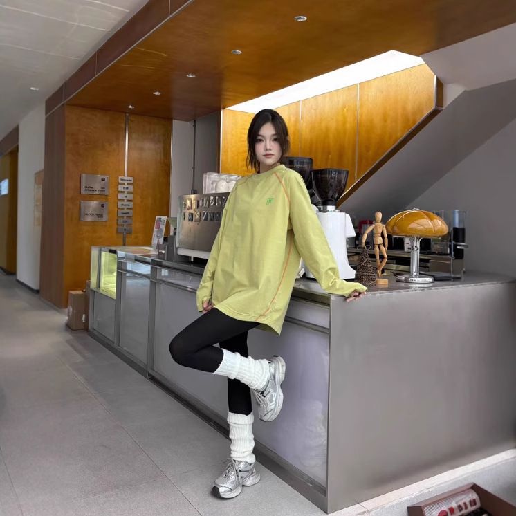 Outdoor City Stitching Contrast Color Cycling Sports Long-sleeved T-shirt Men's and Women's Spring and Autumn Training Suit Round Neck Base Shirt Top