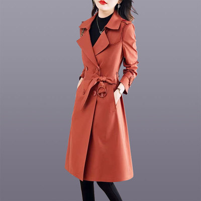 红色风衣女中长款2022今年流行春秋新款高级感小个子气质大衣外套