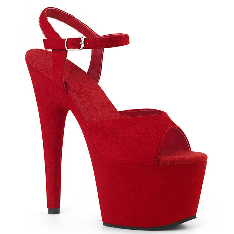 17cm odio cielo alto tacón de aguja plataforma Suede sandalias Polo danza tacones altos más tamaño modelo walking show club nocturno femenino