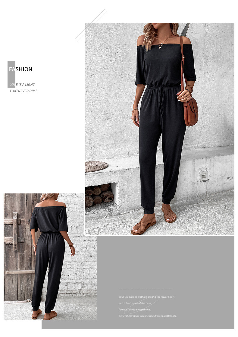 Tuta nera con pantaloni a nove punte con spalle scoperte e una linea_voghion.com
