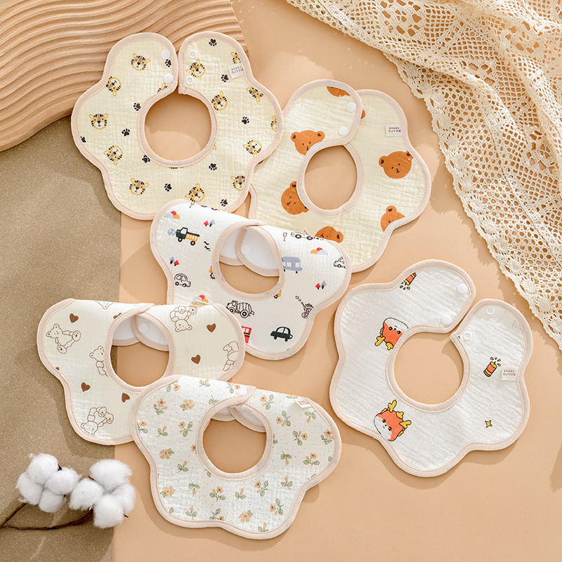 Pure Cotton Baby Saliva Napkin Male Baby Bib Pure Cotton Waterproof Saliva Napkin Newborn Rice Pocket Bib