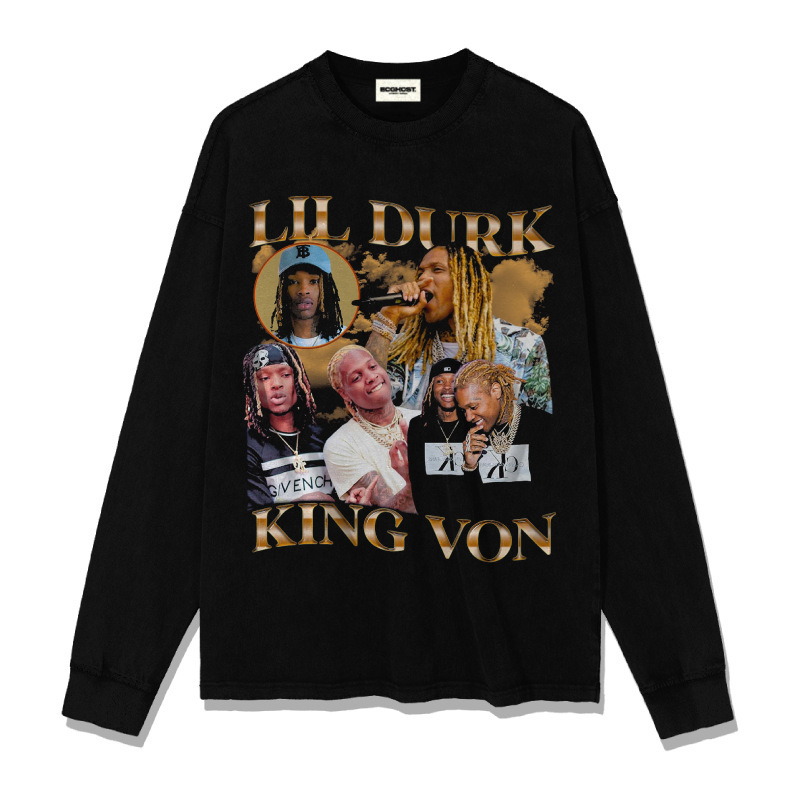 Hip-hop rap americano de estilo callejero estampado retro hace viejo lavado pesado suelto manga corta