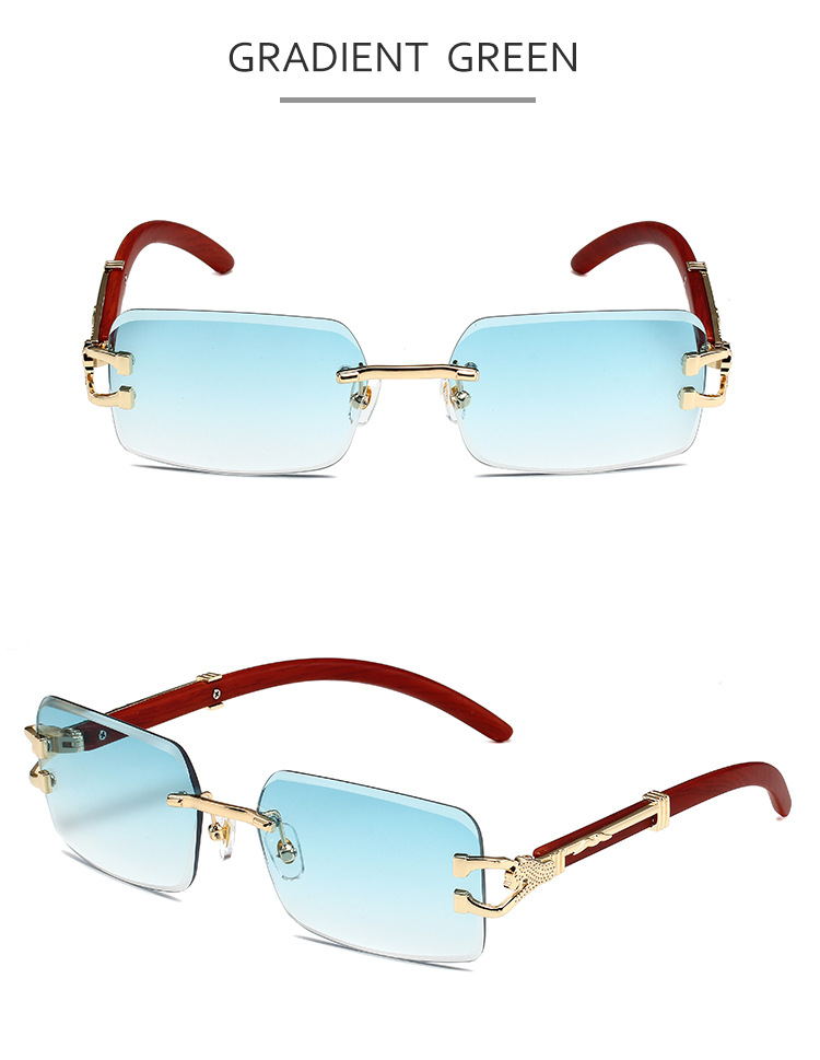 Neue Sonnenbrille mit Leopardenkopf und Holzmaserung für Damen und Herren, doppelstrahlige, diamantbesetzte explosive Brille_voghion.com
