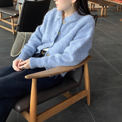 现lero*e美娜家羊驼毛针织开衫韩国设计师女装慵懒单排扣韩系毛衣