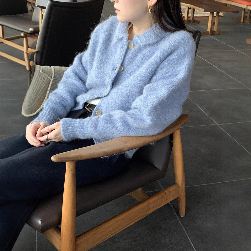 Lero*E Mina's Alpaca Wool Knitted Cardigan Korean Designer Women's Fashion Lazy Single-Breasted Korean Style Wool