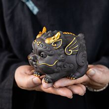 手工紫砂貔貅大号茶宠可养茶水招财家用桌面办公室摆件创意台