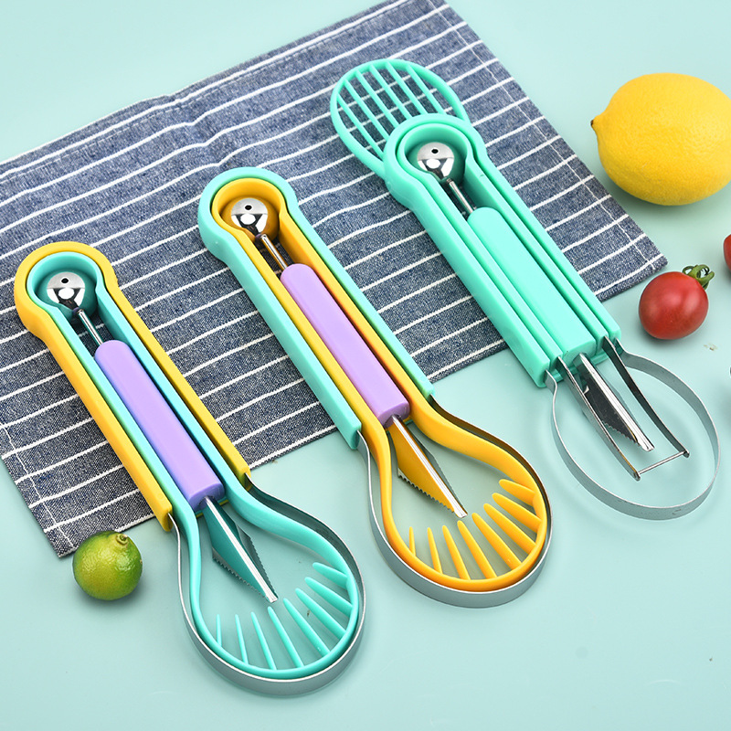 三合一水果挖球器取瓤器开西瓜挖球勺水果取肉工具雕花刀去果神器