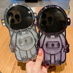 IPhone15PROメッキTPU宇宙飛行士携帯ケースアップル16カバー鏡面スタンド13保護カバー