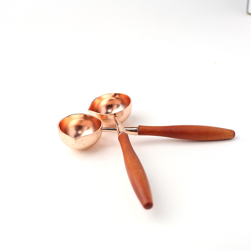 Retro Wax Wax Spoon Melting Wax Tool Wooden Handle Measuring Spoon Simple Wax Seal Seal Lotus Wood Handle Spoon