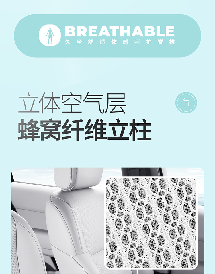 Car Lumbar Support Cushion, New Summer Ice Silk Breathable Backrest, a Must-Have for Long Drives