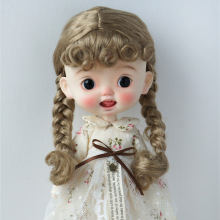 巨尤素BJD陶瓷ob11娃娃假发仿马海毛blythe卷刘海双辫子(JD723)新