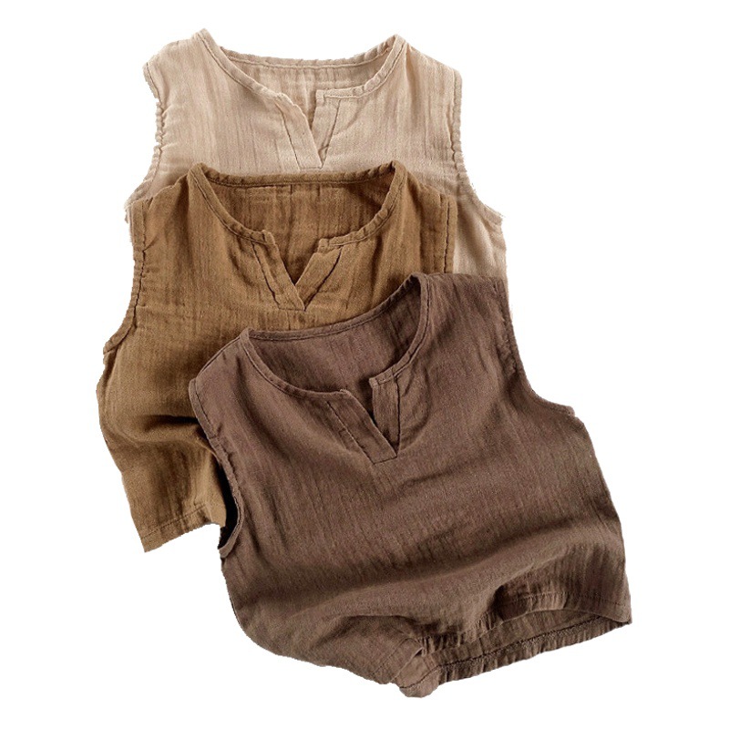 Niños Chaleco de algodón 2024 verano los niños respirable Delgado estilo coreano japonés niñas Top moda ropa los