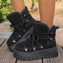 跨境外贸雪地靴女2025冬季新款皮毛一体加绒加厚保暖防滑东北棉靴