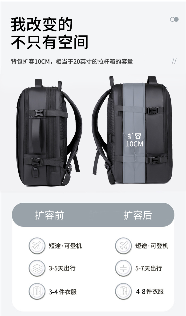 Dual-shoulder backpack large capacity short-distance travel lightweight pack men's multifunctional backpack business travel portable daypack