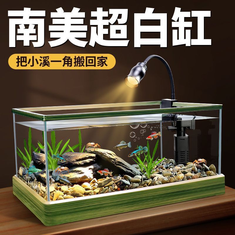 南美溪流缸生态金鱼缸龟鱼共养全套豪华造景装饰自然景观桌面鱼缸