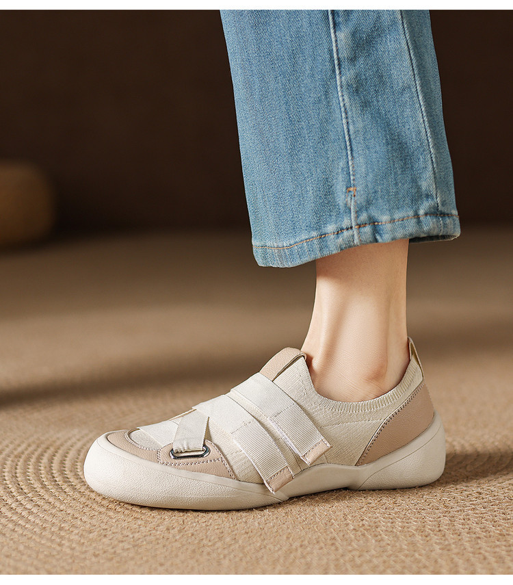 Giày sneaker nữ chunky đế dày da dê phối màu cao cấp — màu đen, màu trắng ngà chi tiết 23