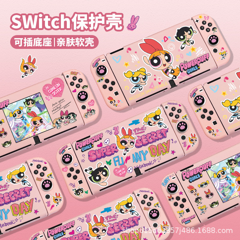 Pink Switch Protective Case Oled Tpu Handle Cover with Accessories Lite Soft Shell Game Console Oled Compatible