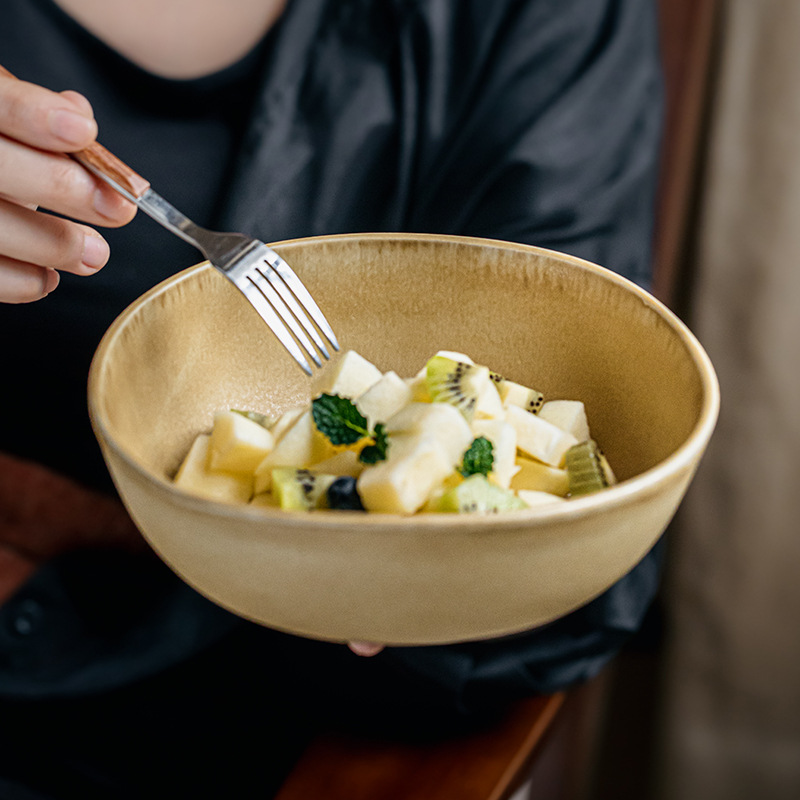 Cuencos de ensalada de forma especial de 7 pulgadas vintage mate cuencos de cerámica cuencos de frutas exportación transfronteriza