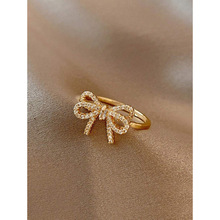 S 75035 Bow zircon open finger ring ��������ﯿ��ڽ�ָ