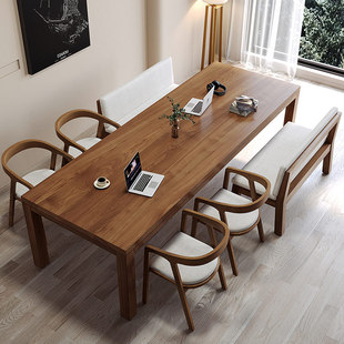 Simple Solid Wood Office Conference Table Home Living Room Log Study Table and Chair Large Desk Company Conference Table Long Table