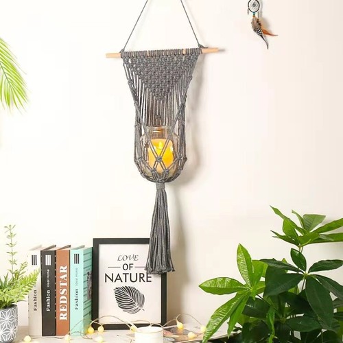 Hanging basket, Bohemian wall hanging, Nordic-style handmade woven wall hanging, flower pot hanging basket