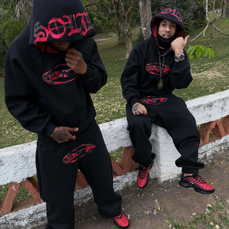 2025 New Cross-Border Camouflage Print Hooded Sweatshirt High Street Trendy Pullover Ins Unisex