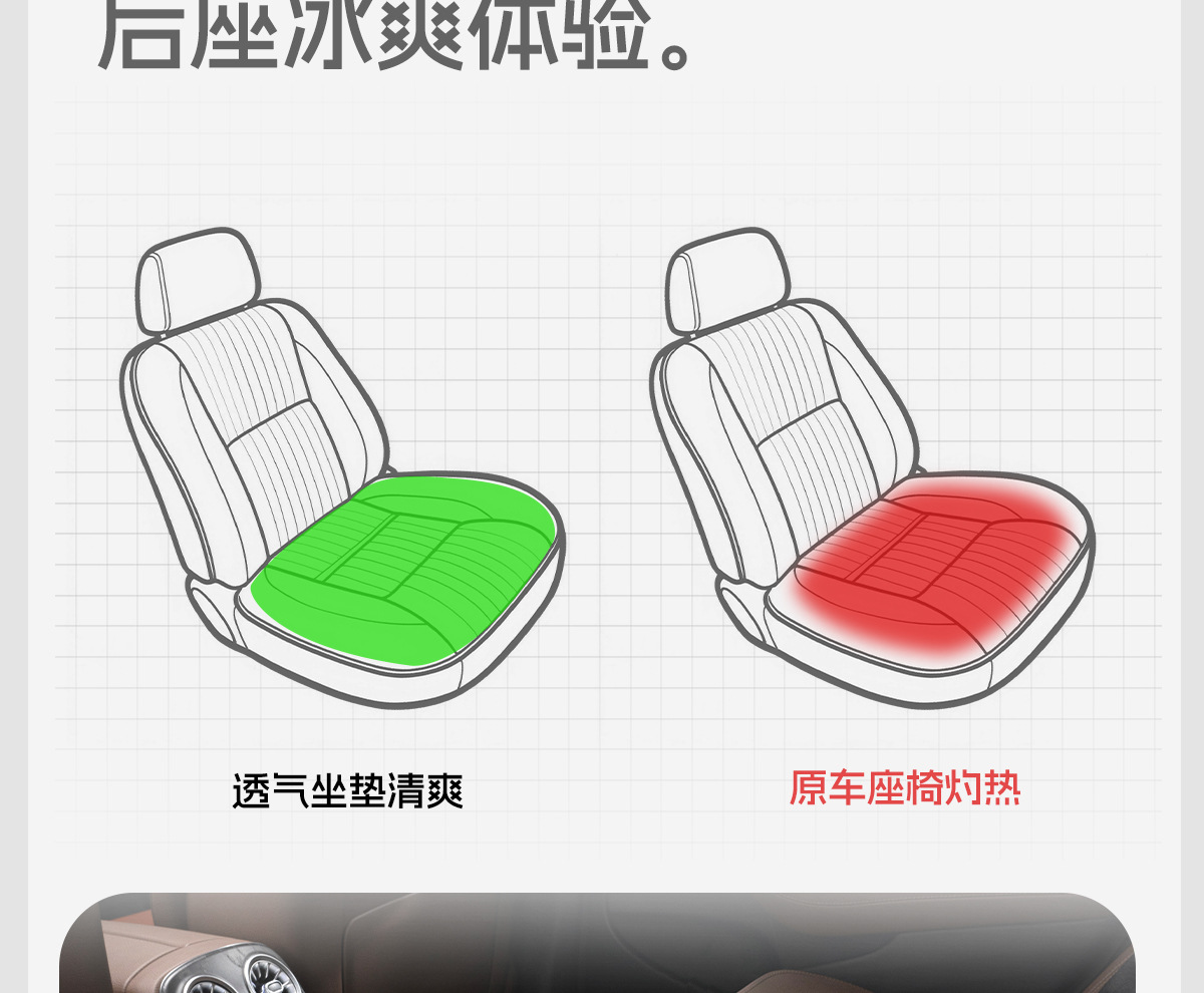 Car Summer Seat Cushion Suitable for Mercedes-Benz, Bmw, Audi, Maybach Seat Backrest, Car Interior Accessories, Cool Seat Cushion