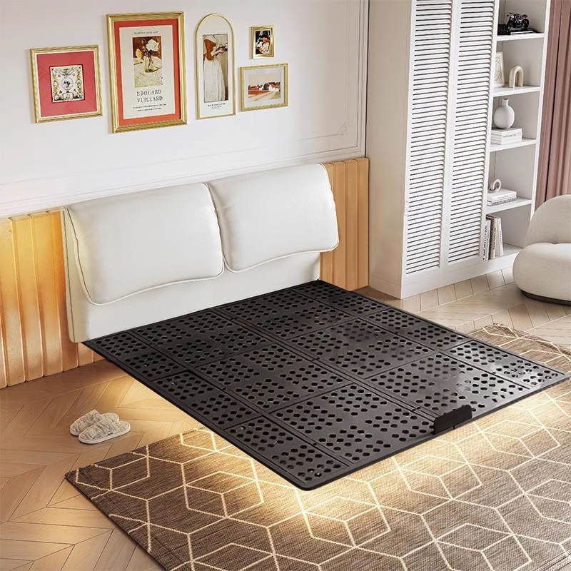 意式极简耳朵床主卧轻奢悬浮床软包创意双人床实木|ms