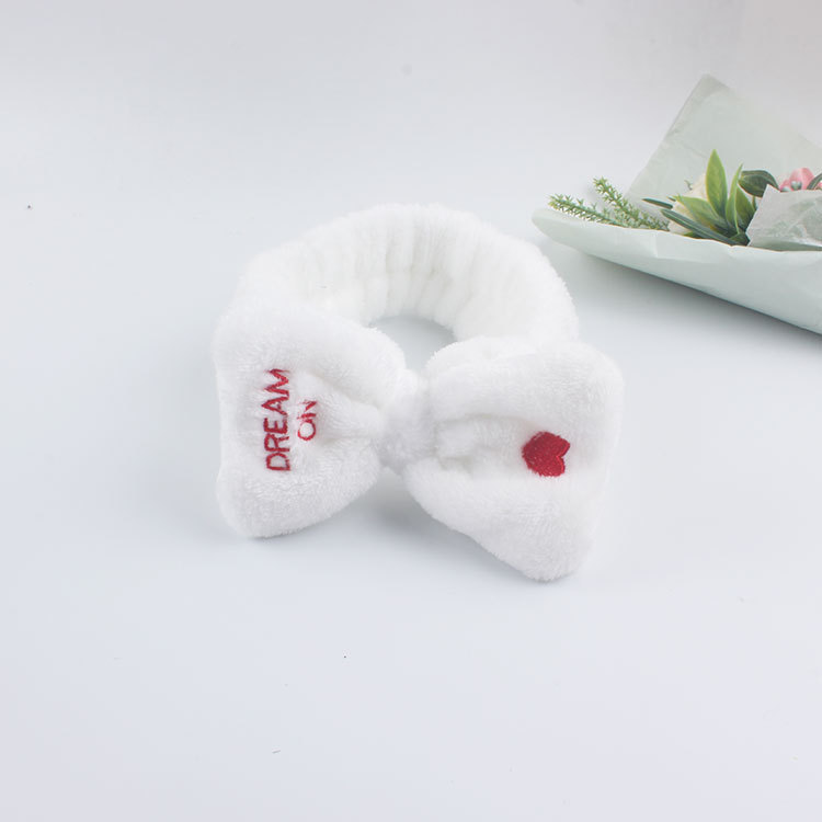 Sweet Heart Shape Solid Color Cloth Bowknot Hair Band1